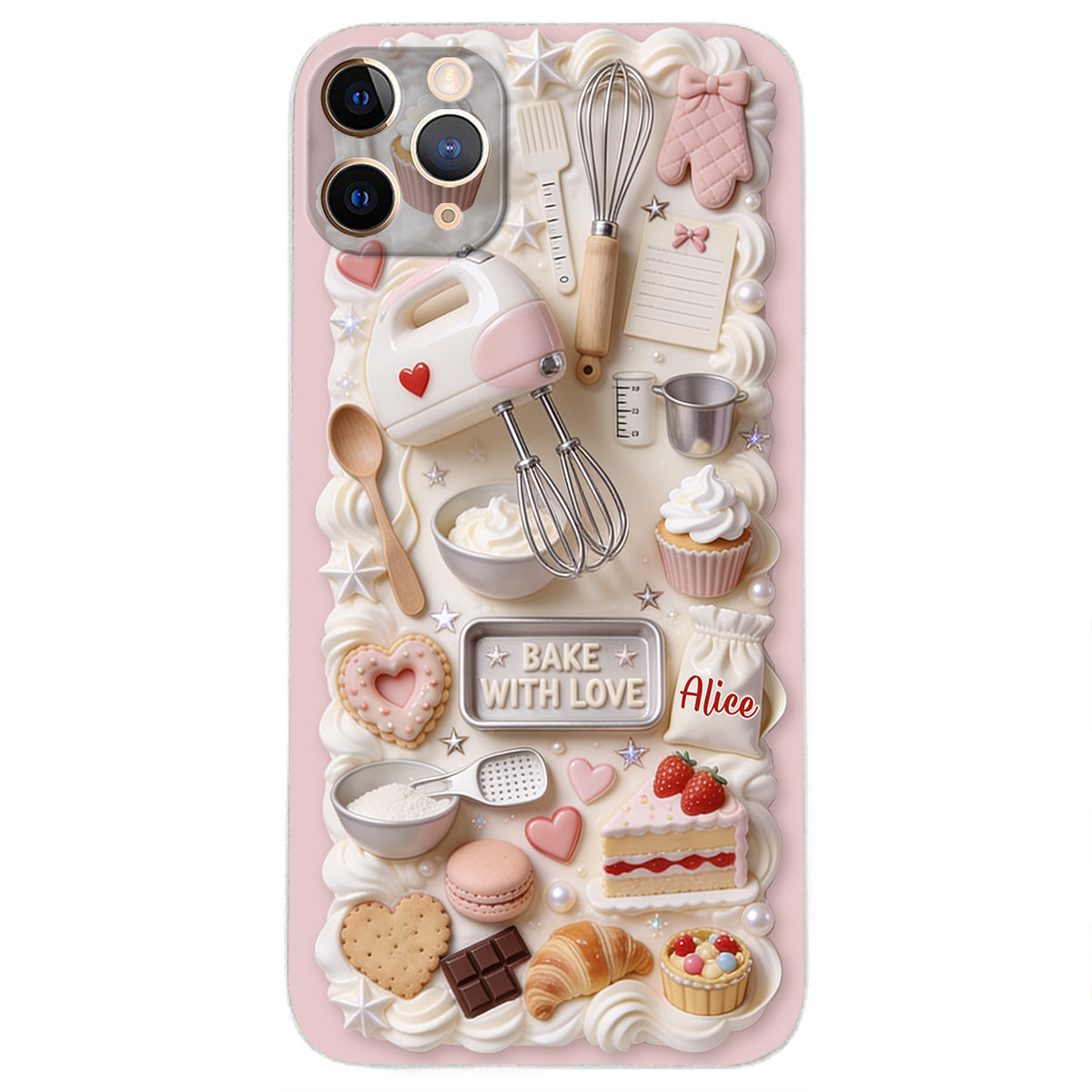 Bake With Love - Personalized Baking 3D Embossed Leather Phone Case