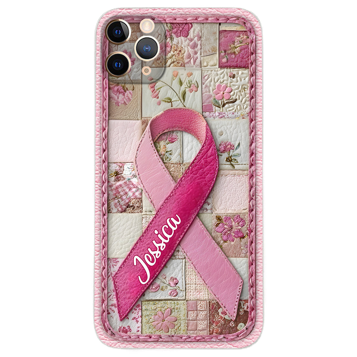 Breast Cancer Awareness - Personalized Breast Cancer Awareness Leather Phone Case