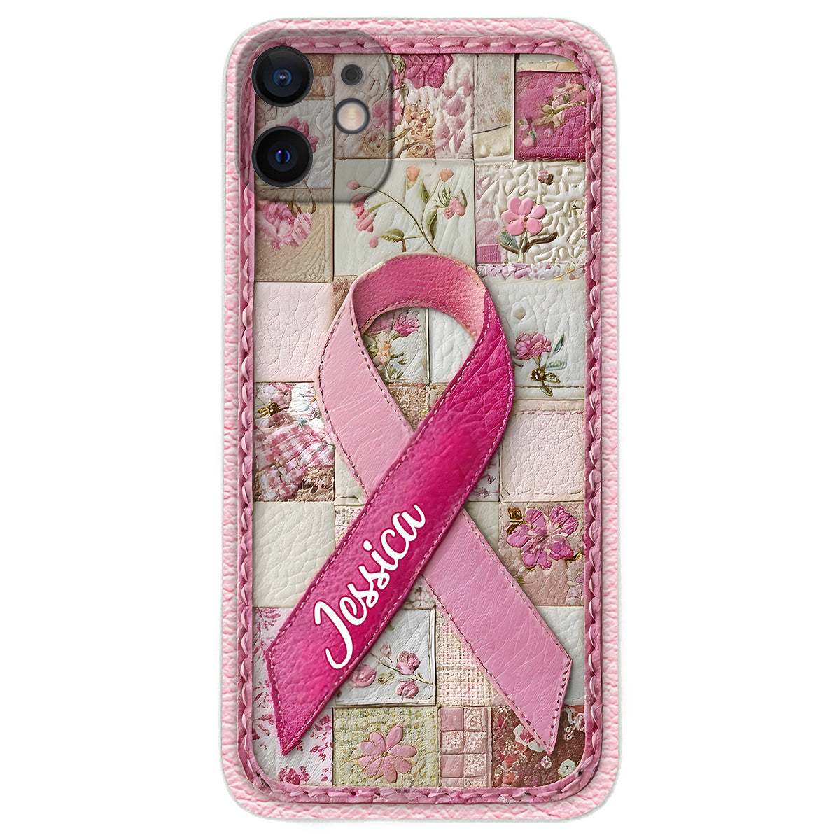 Breast Cancer Awareness - Personalized Breast Cancer Awareness Leather Phone Case