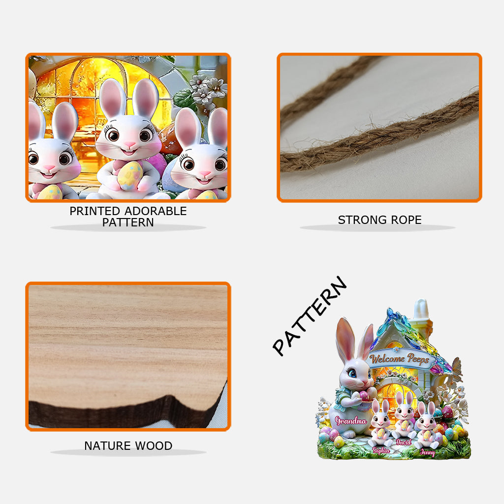 Welcome Peeps - Personalized Grandma Custom Shaped Wood Sign