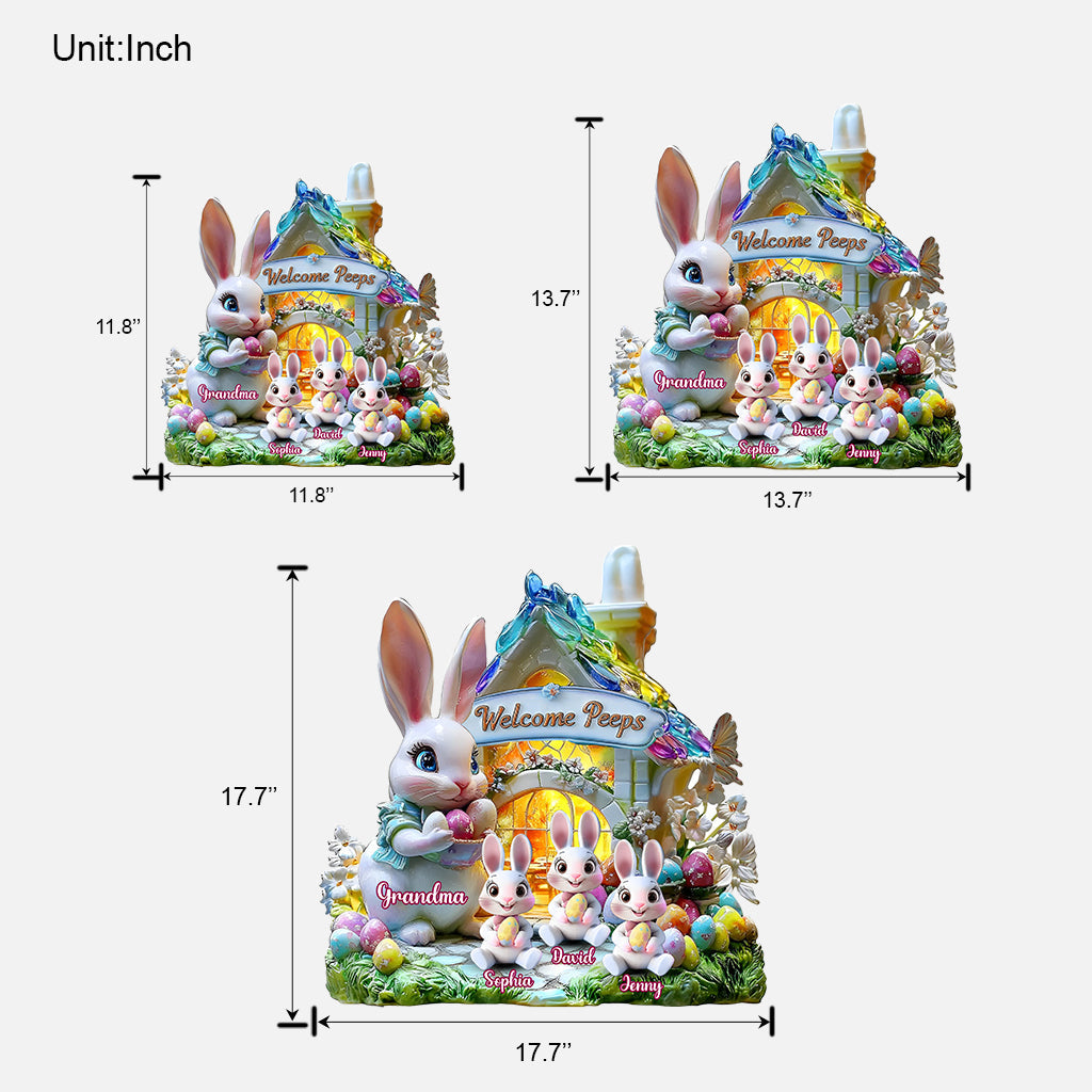 Welcome Peeps - Personalized Grandma Custom Shaped Wood Sign