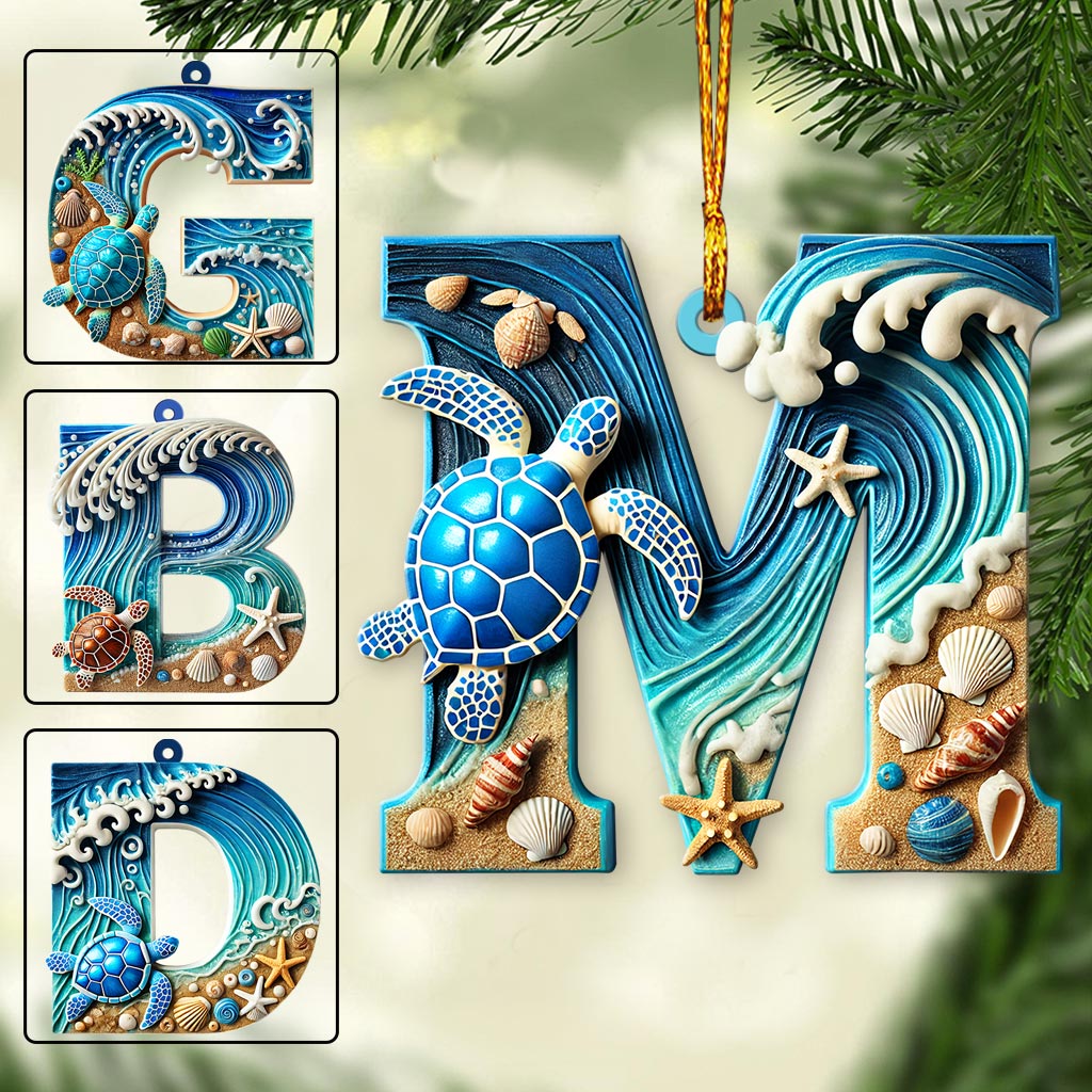 Turtle Letter - Personalized Turtle Ornament