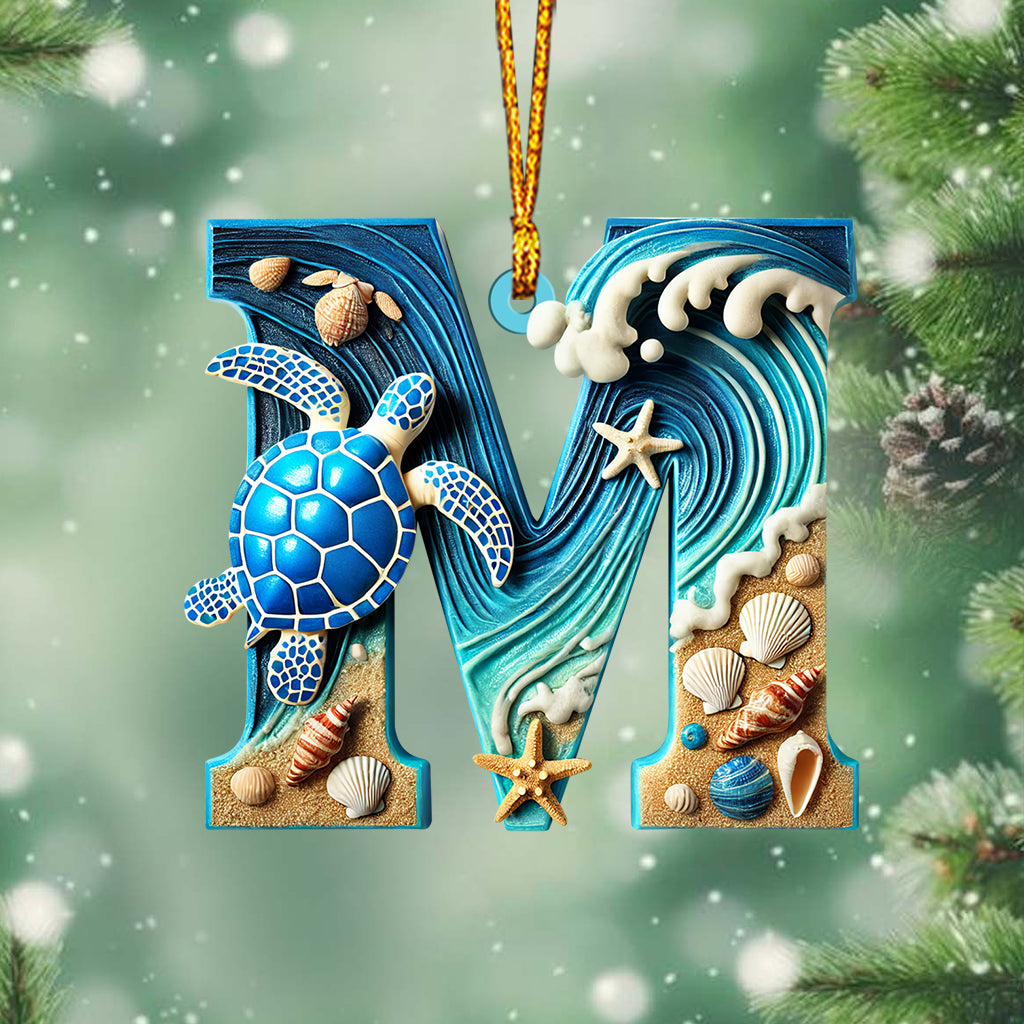 Turtle Letter - Personalized Turtle Ornament