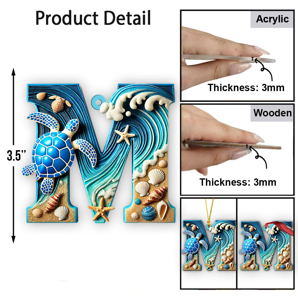 Turtle Letter - Personalized Turtle Ornament