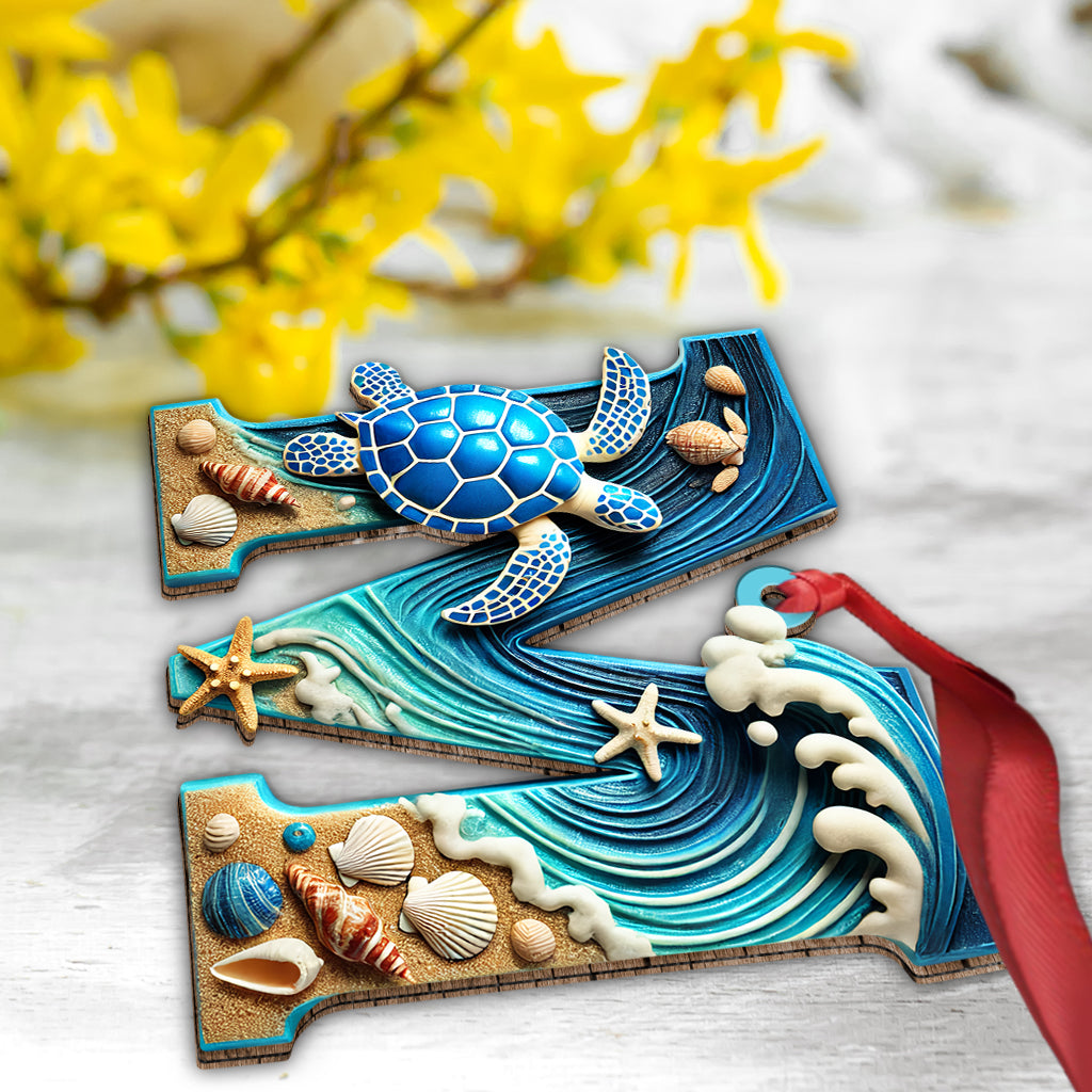 Turtle Letter - Personalized Turtle Ornament