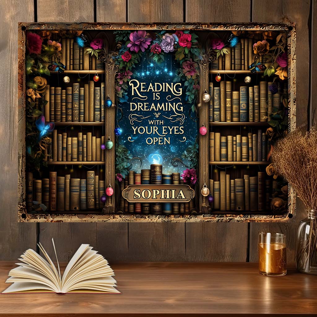 Reading is Dreaming - Personalized Book Rectangle Metal Sign