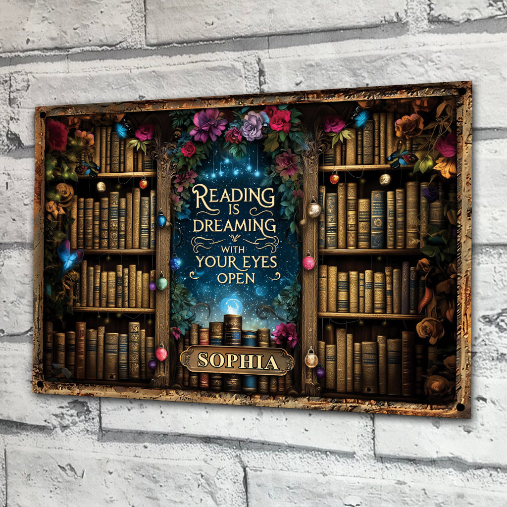 Reading is Dreaming - Personalized Book Rectangle Metal Sign
