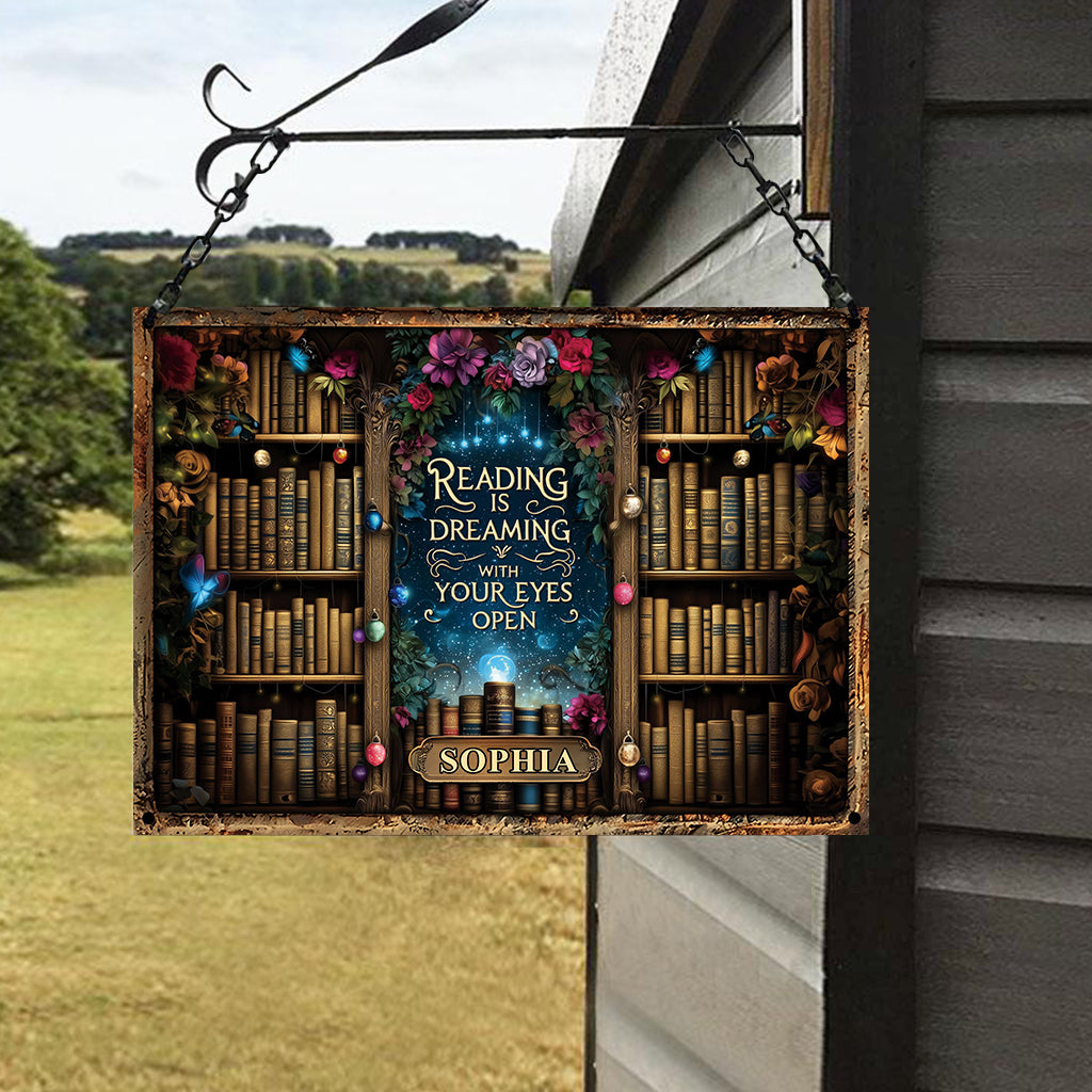 Reading is Dreaming - Personalized Book Rectangle Metal Sign