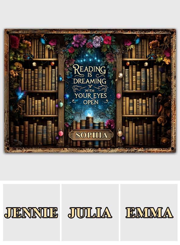 Reading is Dreaming - Personalized Book Rectangle Metal Sign