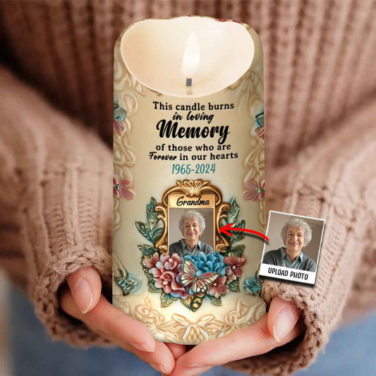 This Candle Burns In Loving Memory - Personalized Memorial Flameless Candle