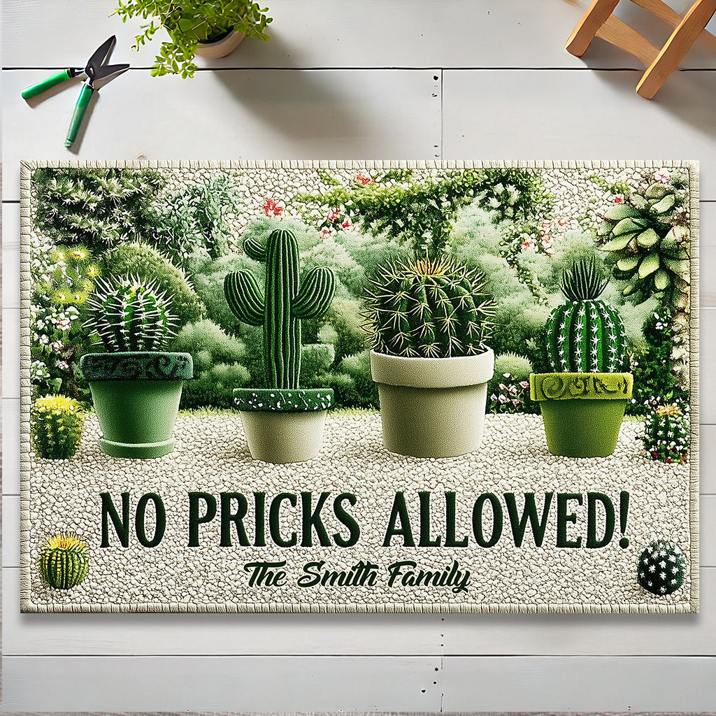 No Pricks Allowed - Personalized Gardening Doormat