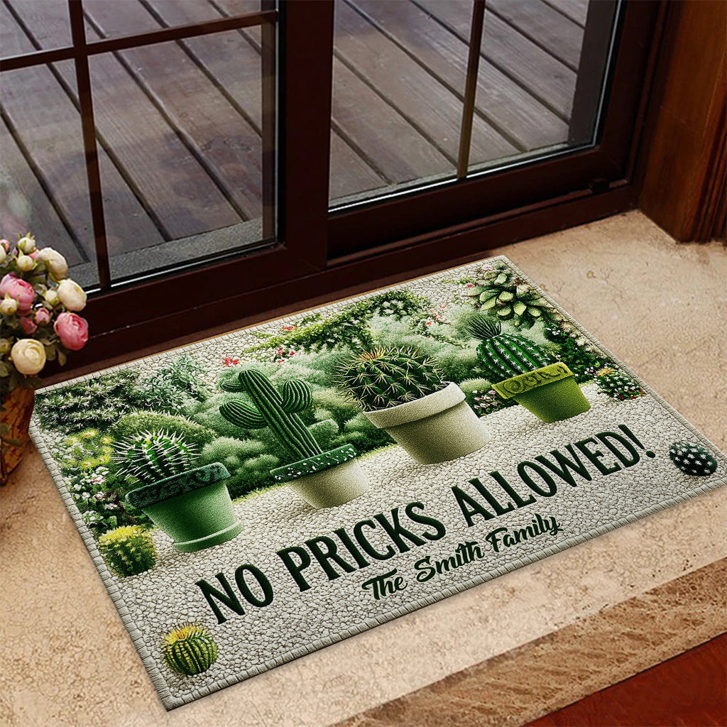 No Pricks Allowed - Personalized Gardening Doormat