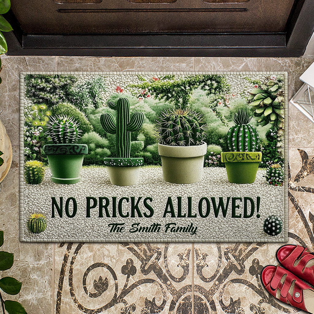 No Pricks Allowed - Personalized Gardening Doormat