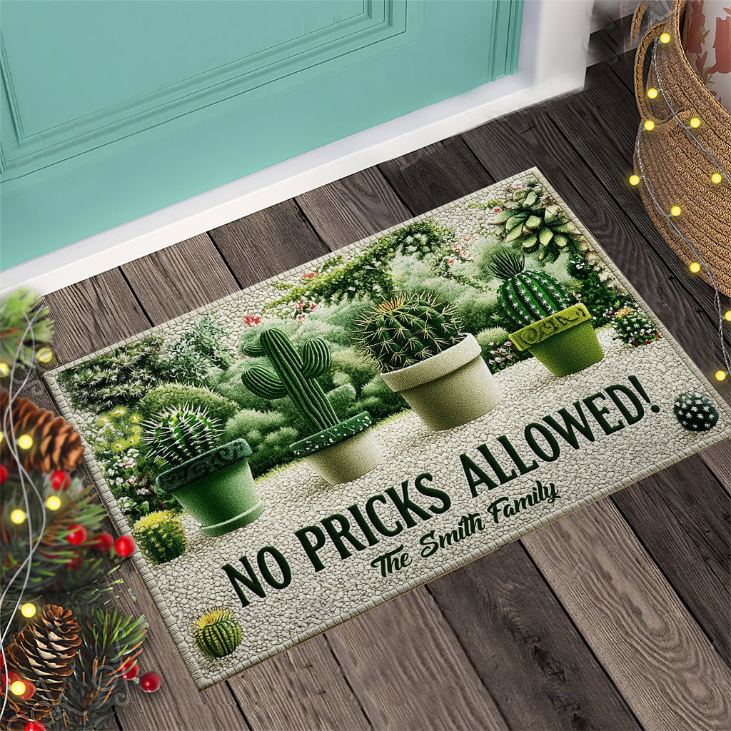 No Pricks Allowed - Personalized Gardening Doormat