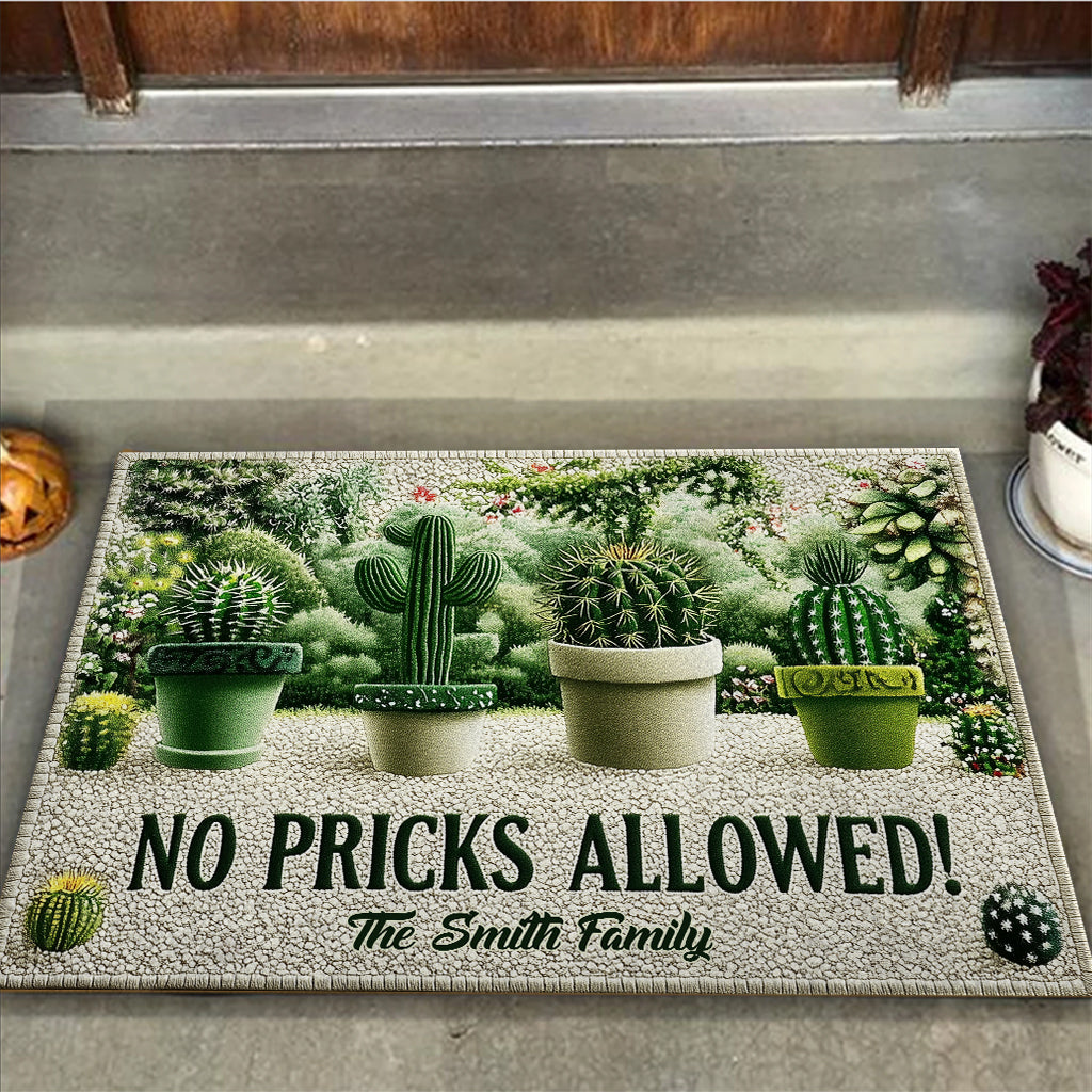 No Pricks Allowed - Personalized Gardening Doormat