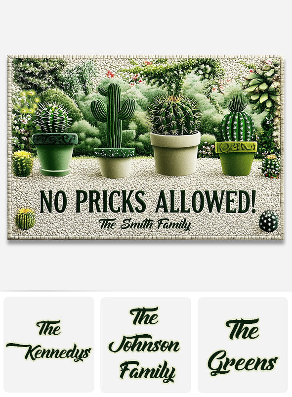 No Pricks Allowed - Personalized Gardening Doormat