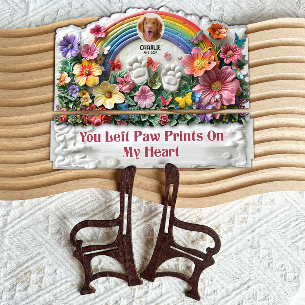 You Left Paws Prints On Our Hearts - Personalized Dog Wooden Bench