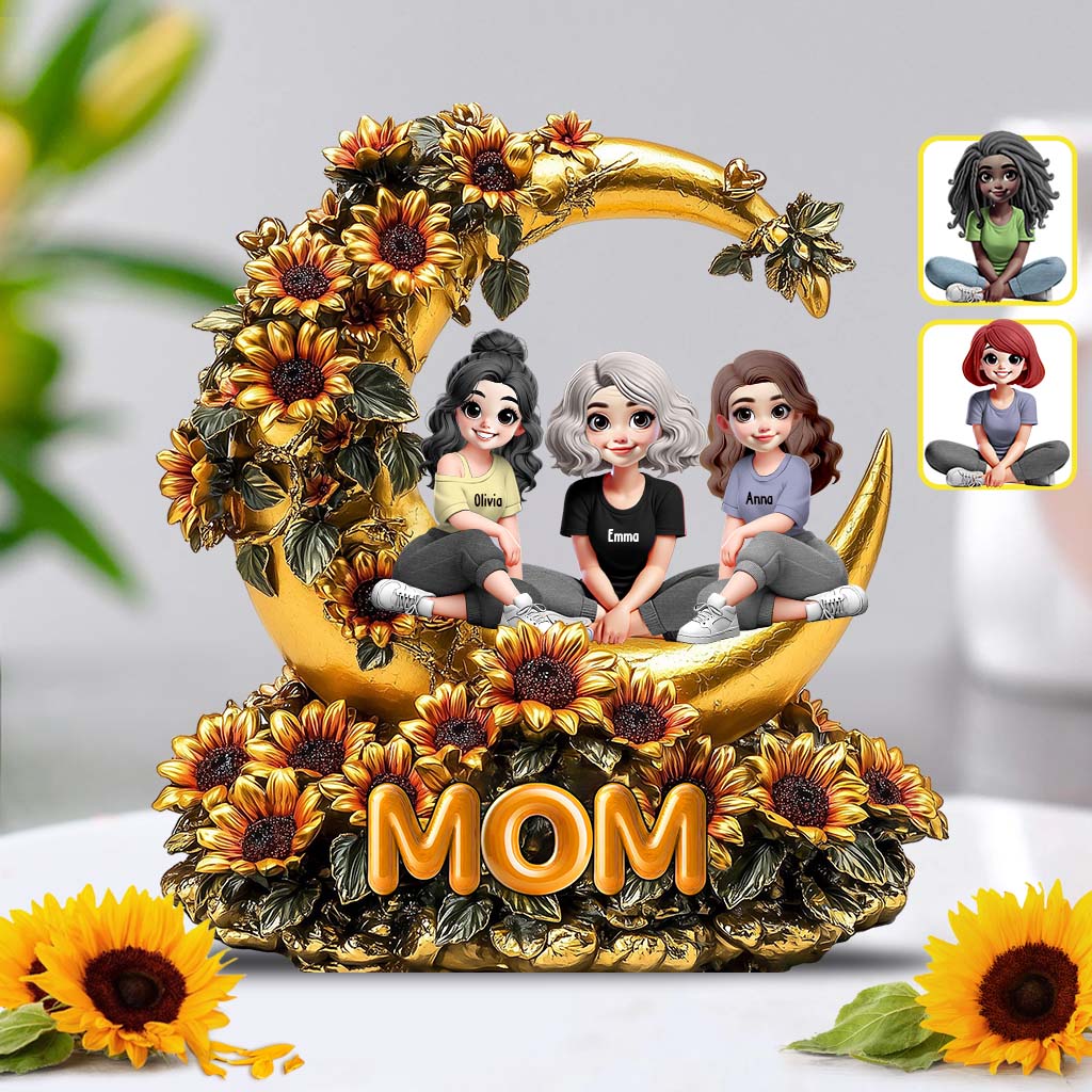 Mother & Daughters Sunflower - Personalized Mother Custom Shaped Acrylic Plaque