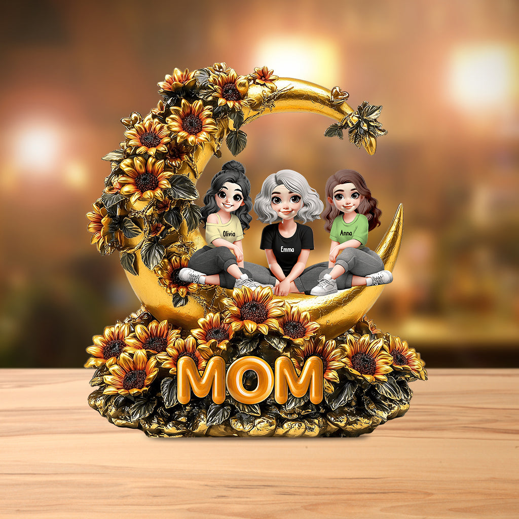 Mother & Daughters Sunflower - Personalized Mother Custom Shaped Acrylic Plaque