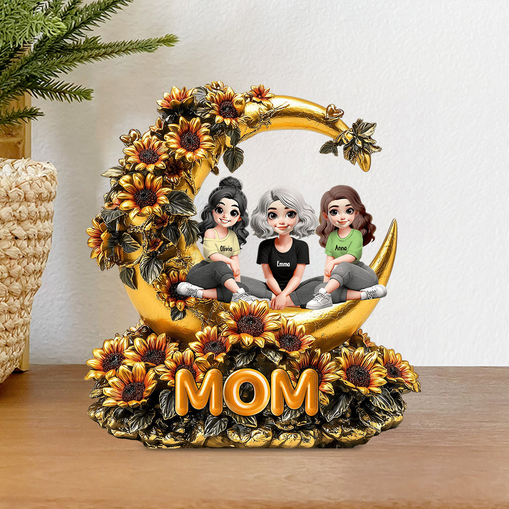 Mother & Daughters Sunflower - Personalized Mother Custom Shaped Acrylic Plaque