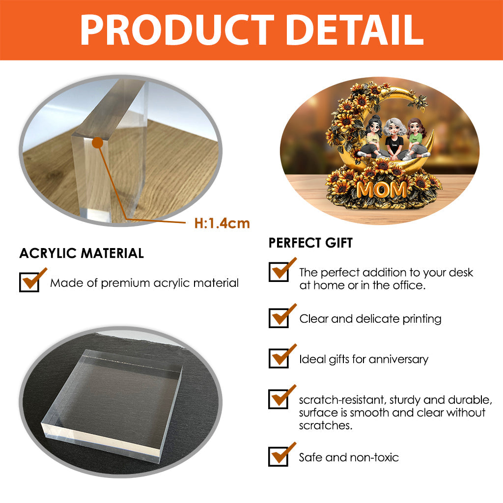 Mother & Daughters Sunflower - Personalized Mother Custom Shaped Acrylic Plaque