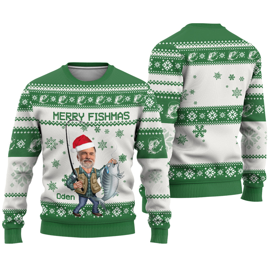 Merry Fishmas - Personalized Fishing Ugly Sweater