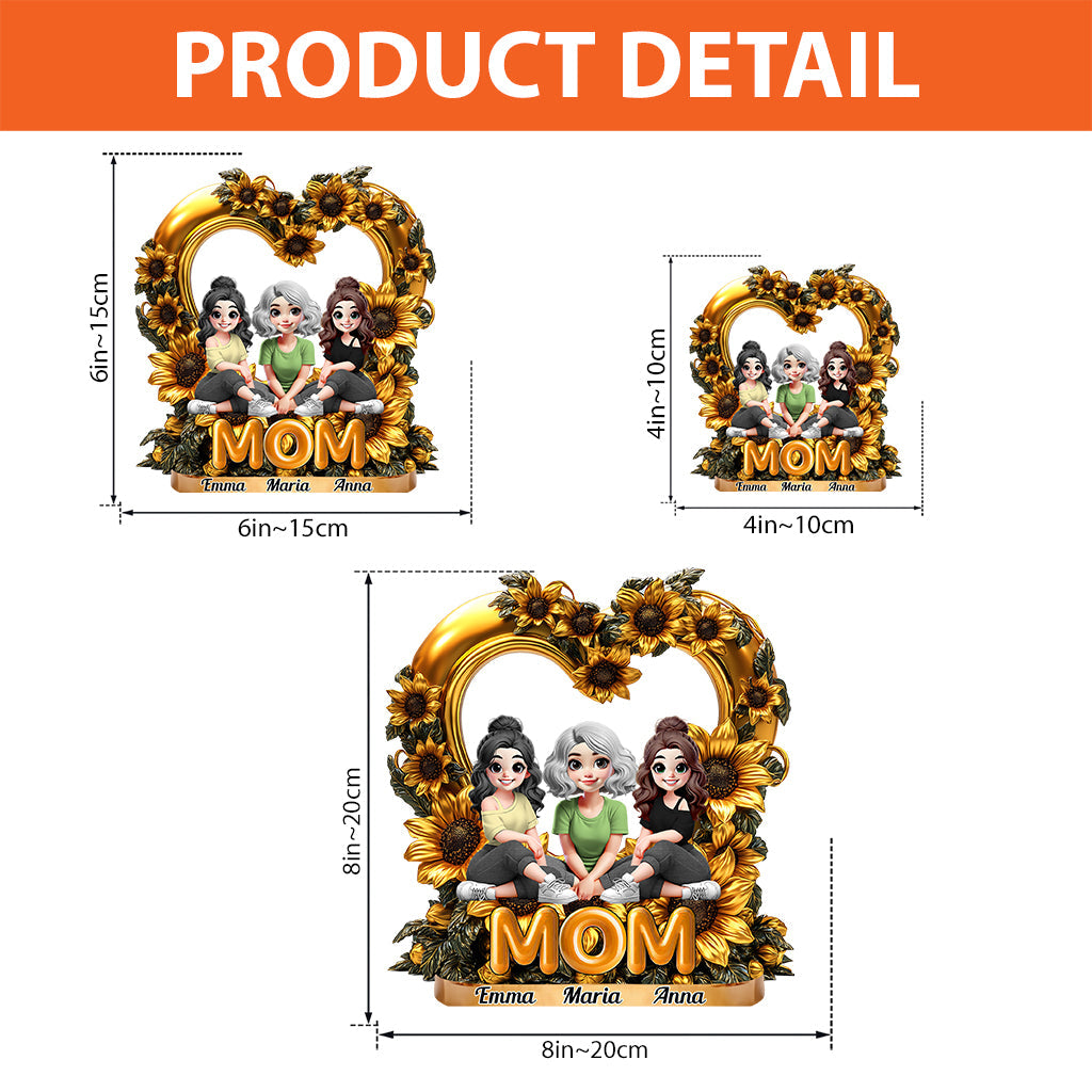Mother & Daughters Sunflower - Personalized Mother Custom Shaped Acrylic Plaque