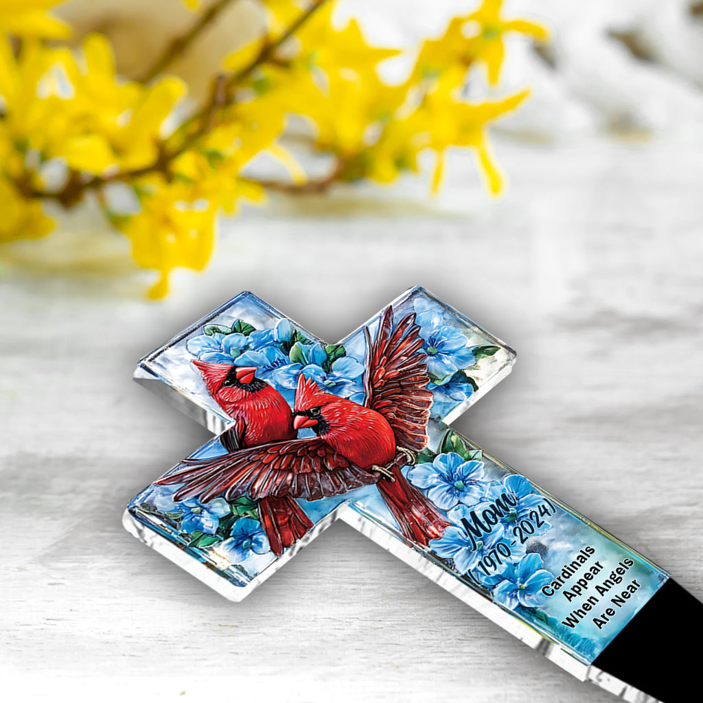 Cardinals Appear When Angels Are Near 
- Personalized Memorial Acrylic Plaque Stake