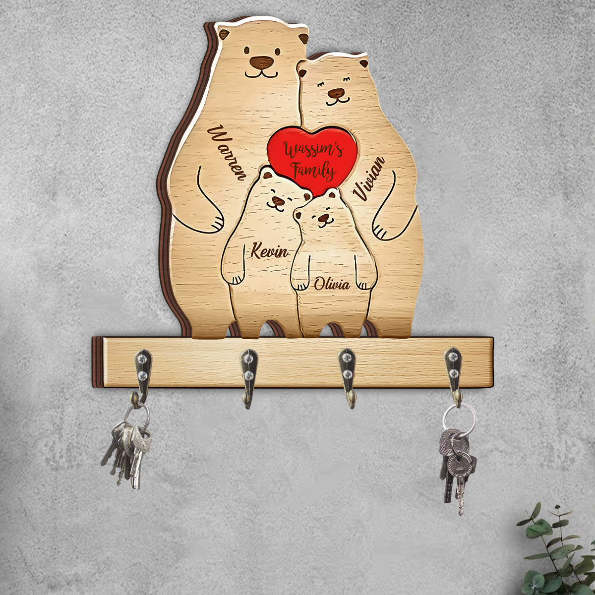 Happy Family - Personalized Family Custom Shaped Key Rack