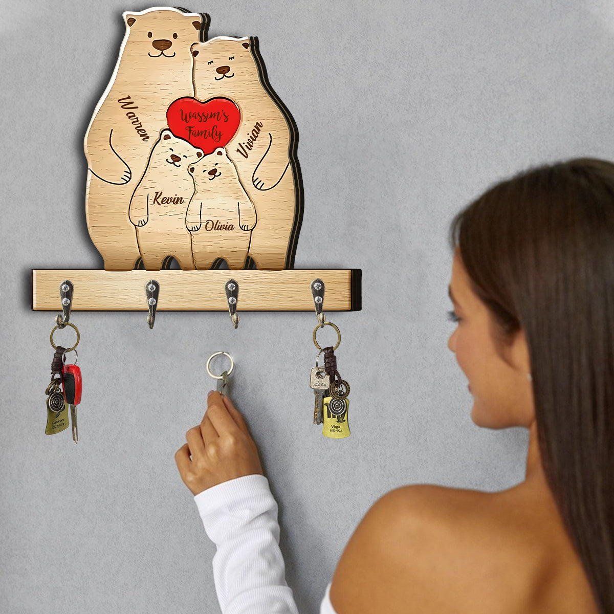 Happy Family - Personalized Family Custom Shaped Key Rack