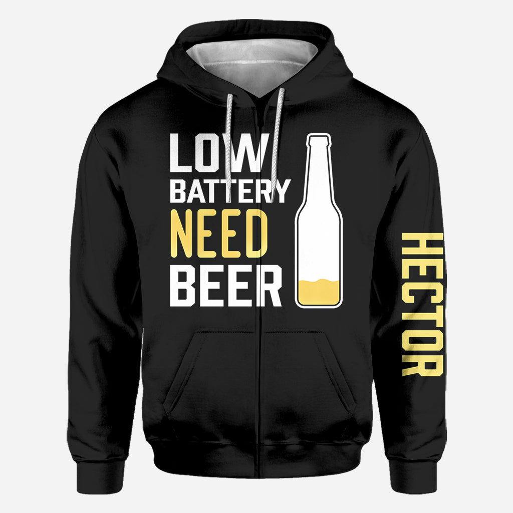 Low Battery Need Beer - Personalized Beer All Over Shirt