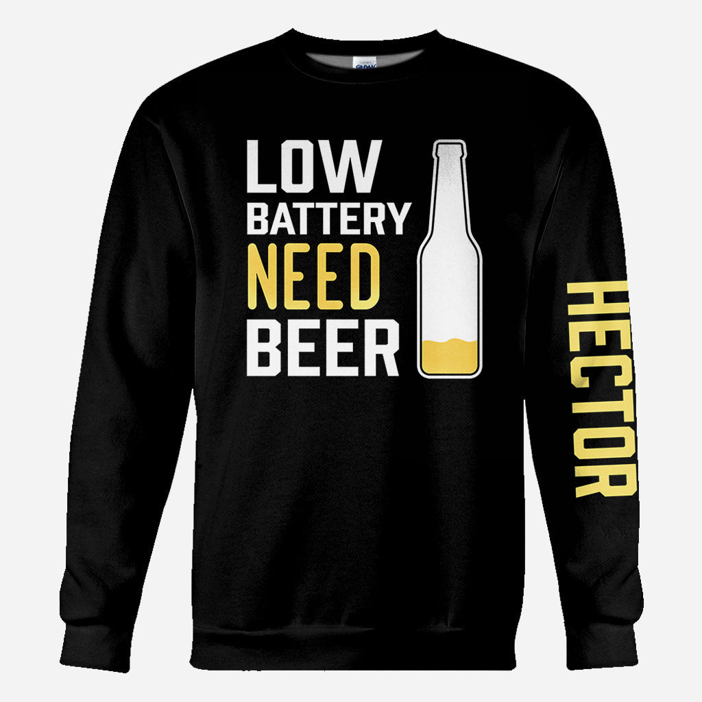 Low Battery Need Beer - Personalized Beer All Over Shirt