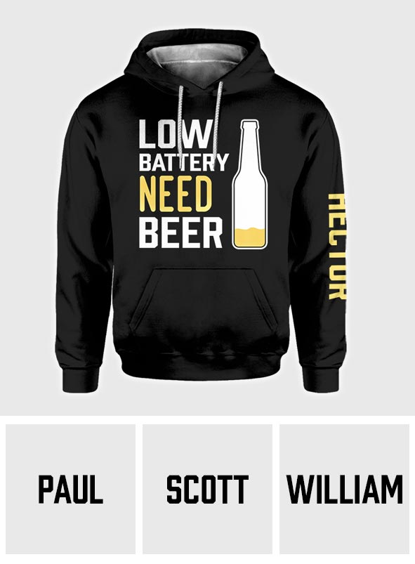 Low Battery Need Beer - Personalized Beer All Over Shirt