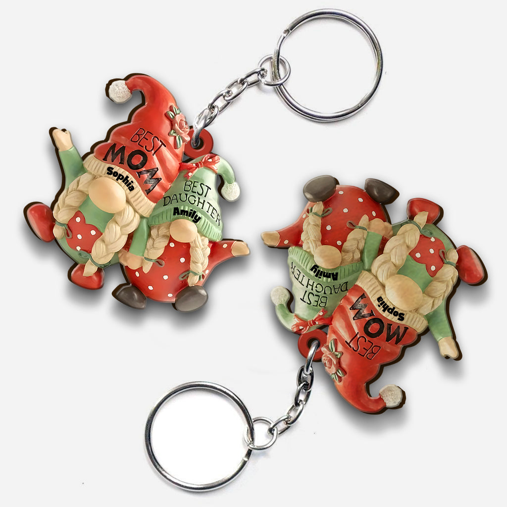 Mother And Daughter Gnome - Personalized Mother Keychain