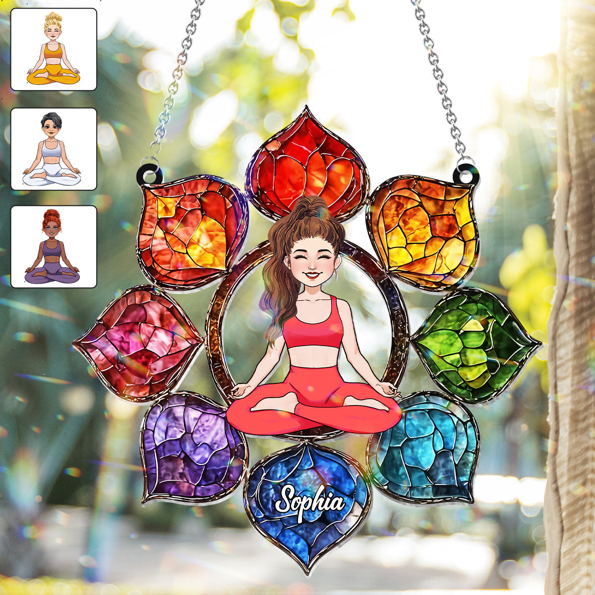 Vibrant Om Symbol - Personalized Yoga Window Hanging Suncatcher Ornament