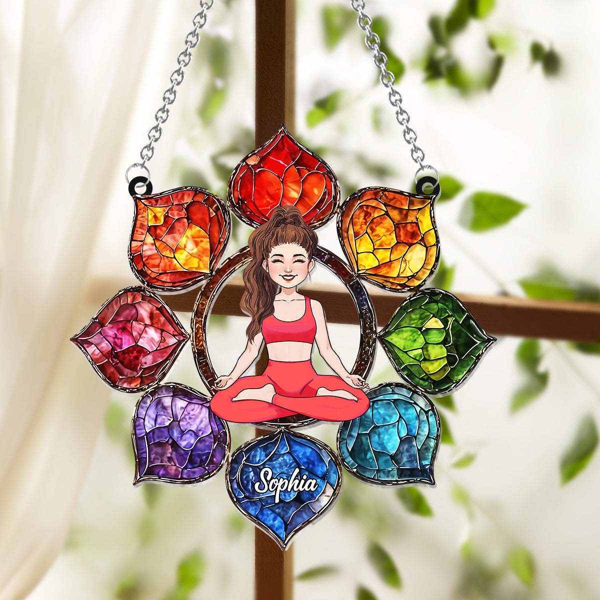 Vibrant Om Symbol - Personalized Yoga Window Hanging Suncatcher Ornament