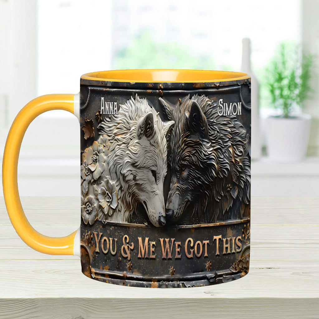 You & Me We Got This - Personalized Wolf Accent Mug