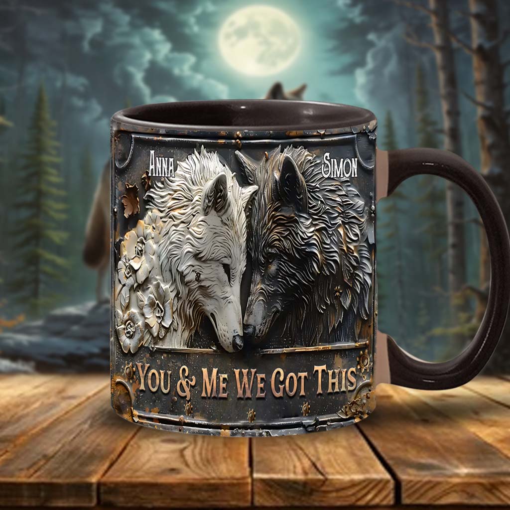 You & Me We Got This - Personalized Wolf Accent Mug