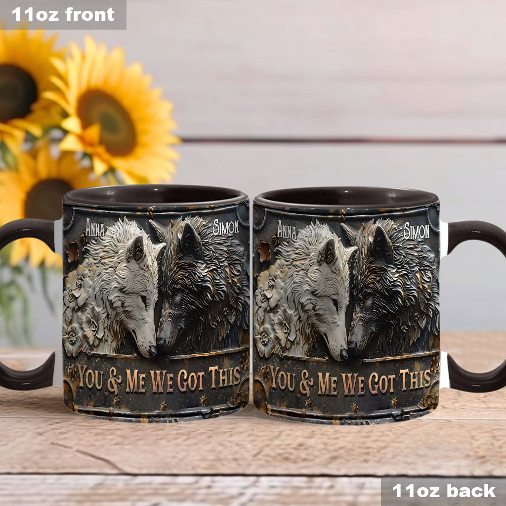 You & Me We Got This - Personalized Wolf Accent Mug