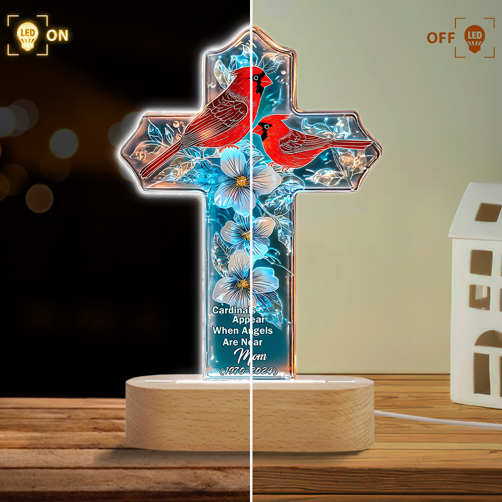 Cardinals Appear When Angels Are Near 
- Personalized Memorial Shaped Plaque Light Base