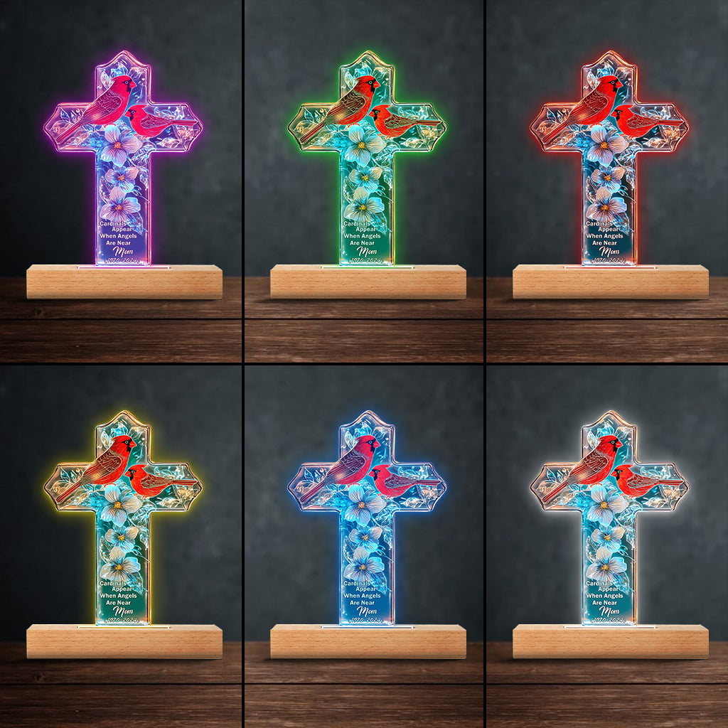 Cardinals Appear When Angels Are Near 
- Personalized Memorial Shaped Plaque Light Base