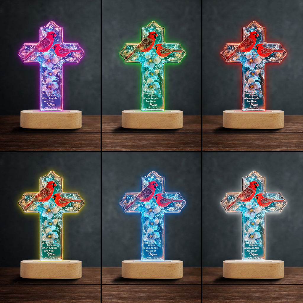 Cardinals Appear When Angels Are Near 
- Personalized Memorial Shaped Plaque Light Base