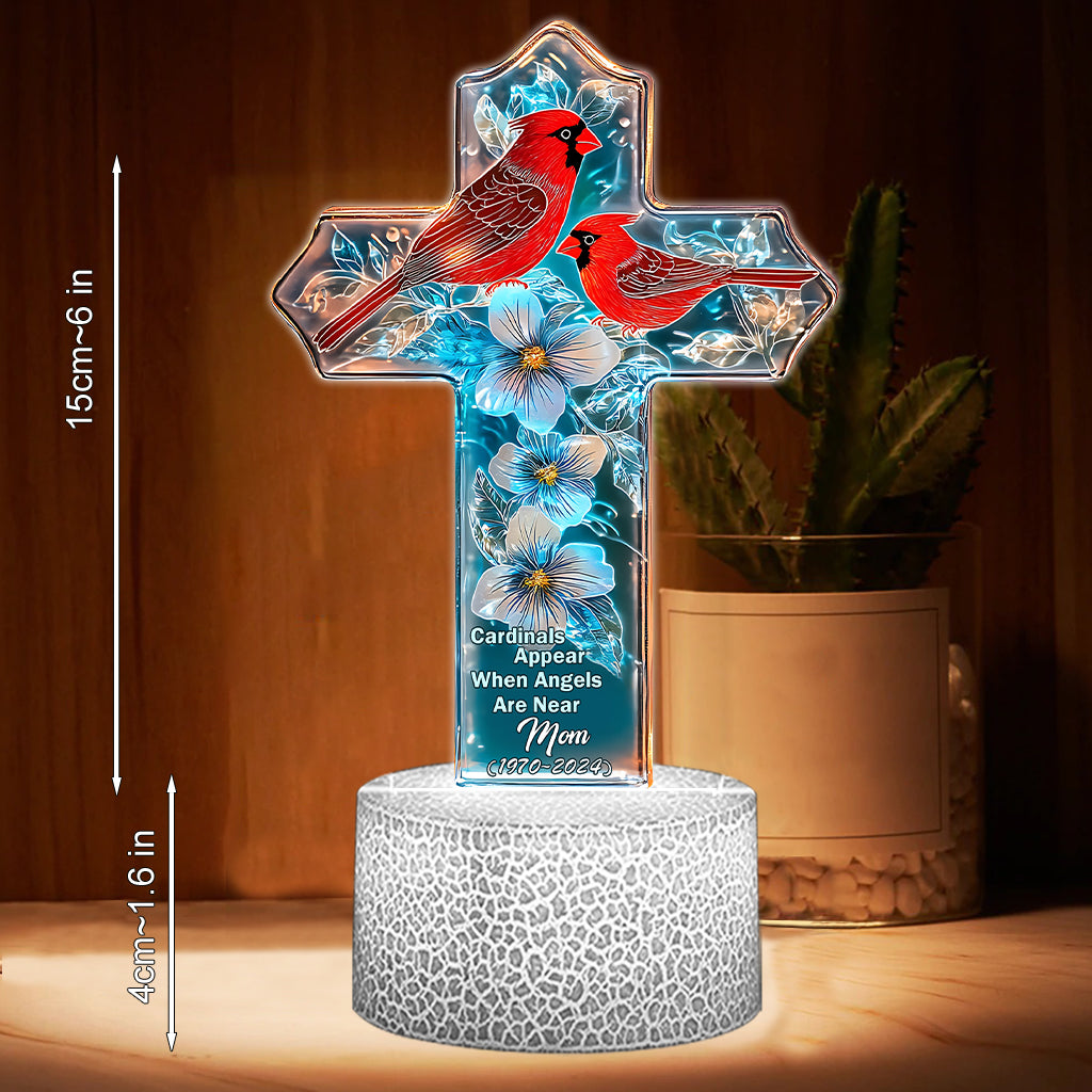 Cardinals Appear When Angels Are Near 
- Personalized Memorial Shaped Plaque Light Base
