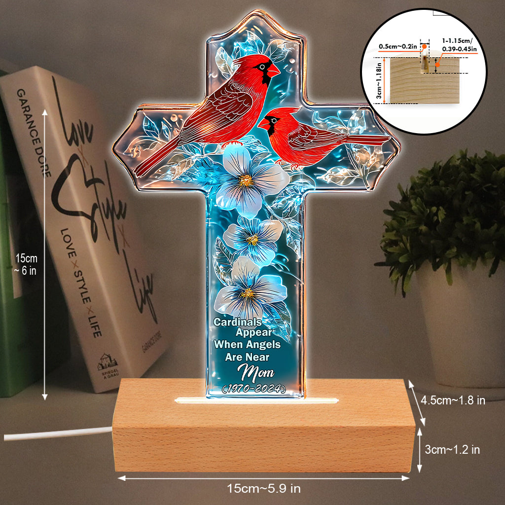 Cardinals Appear When Angels Are Near 
- Personalized Memorial Shaped Plaque Light Base