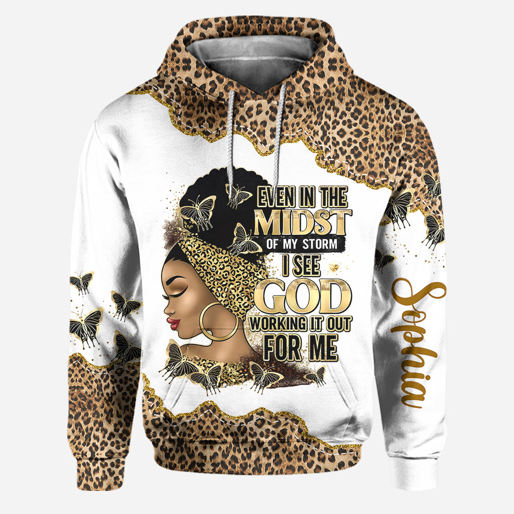 I See God Working It Out For Me - Personalized African American Hoodie and Leggings