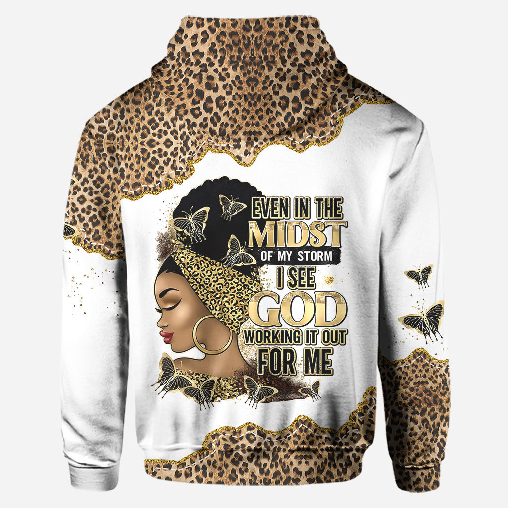 I See God Working It Out For Me - Personalized African American Hoodie and Leggings