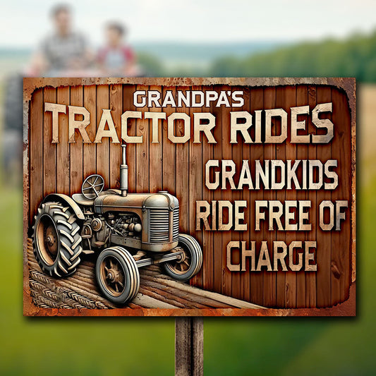 Tractor Ride - Personalized Grandpa Rectangle Metal Sign