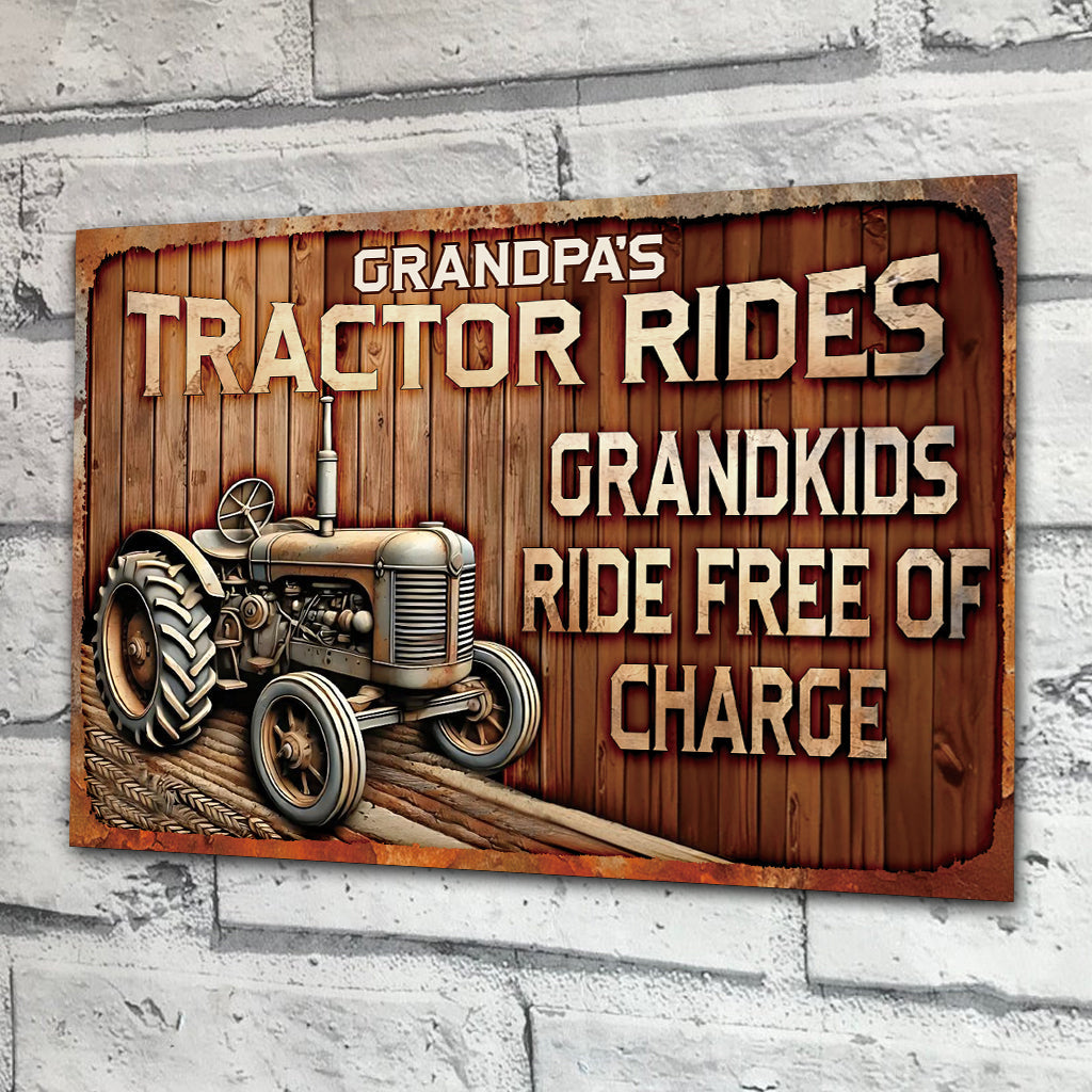 Tractor Ride - Personalized Grandpa Rectangle Metal Sign