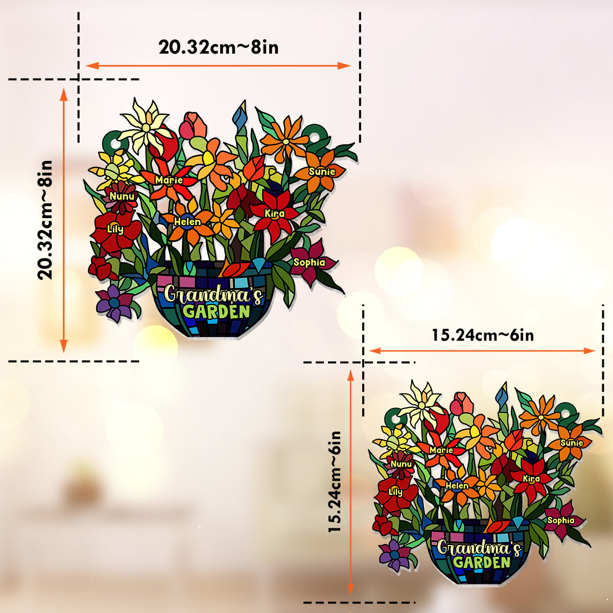 Grandma's Garden - Personalized Grandma Window Hanging Suncatcher Ornament