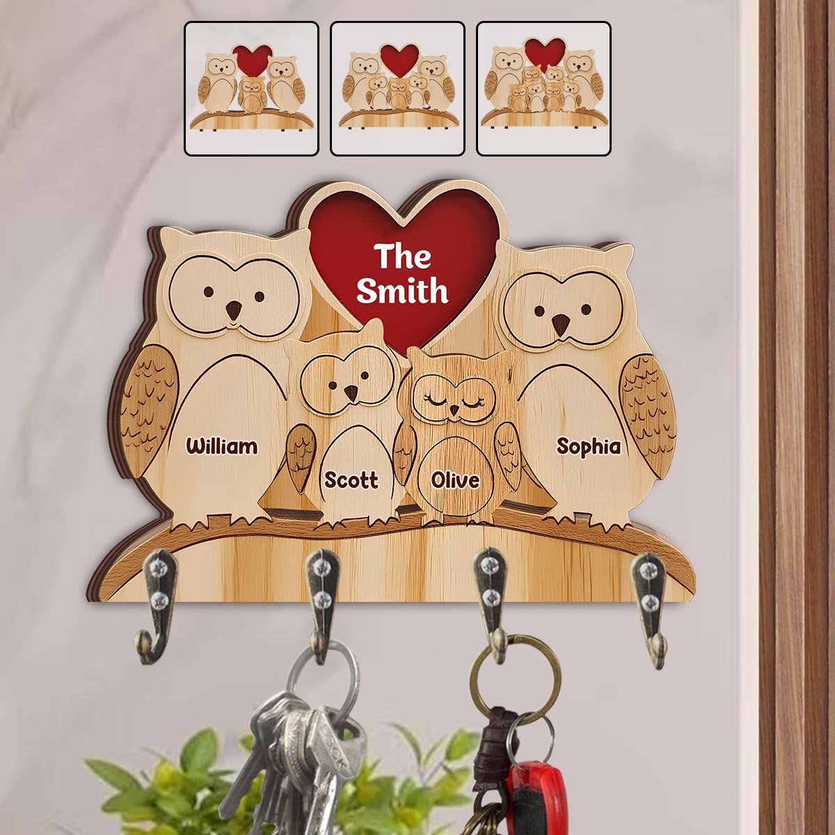 Happy Family - Personalized Family Custom Shaped Key Rack
